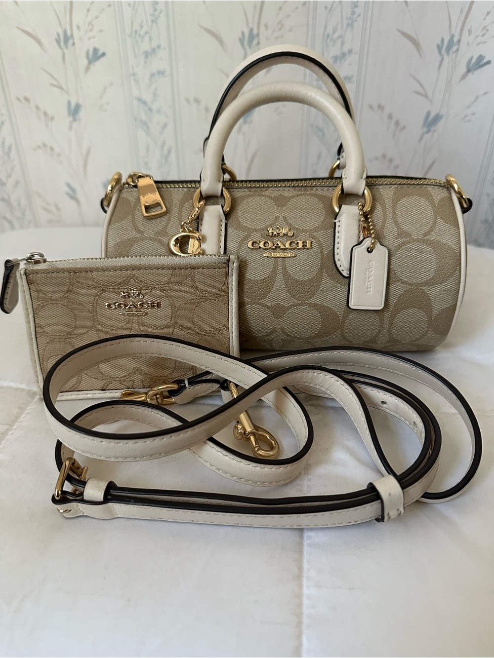 Coach Lacey Mini Barrel Bag with Matching Card Holder